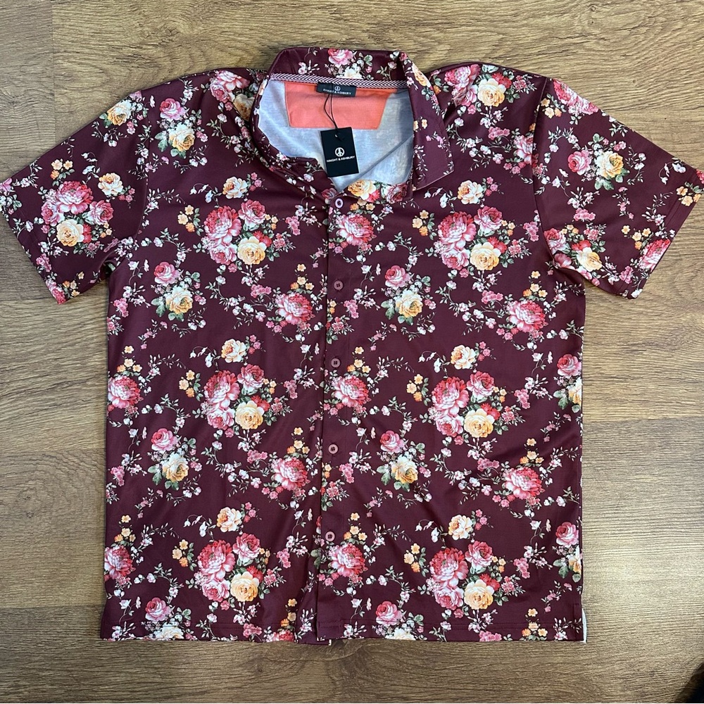 Haight & Ashbury Men's Floral Maroon Shirt US Men’s Size XL